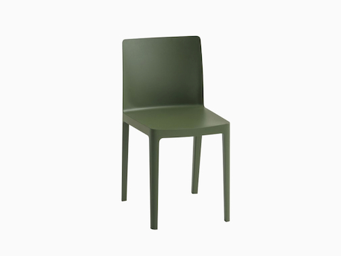 A three quarter angle view of an olive Élémentaire Side Chair.