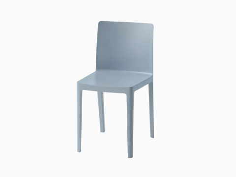 A front angle view of the Élémentaire Chair in blue-grey.