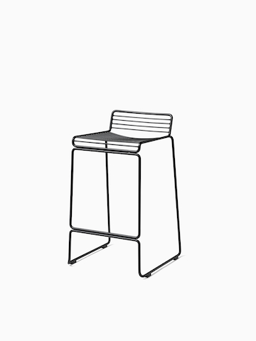 A front angle view of the Hee Stool in black. Select to go to the Hee Stool product page.