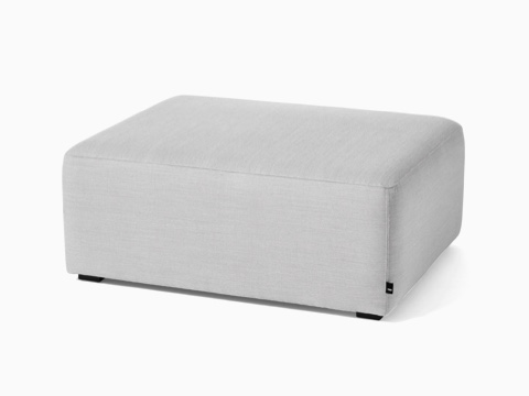 A gray Mags Ottoman, viewed at an angle.