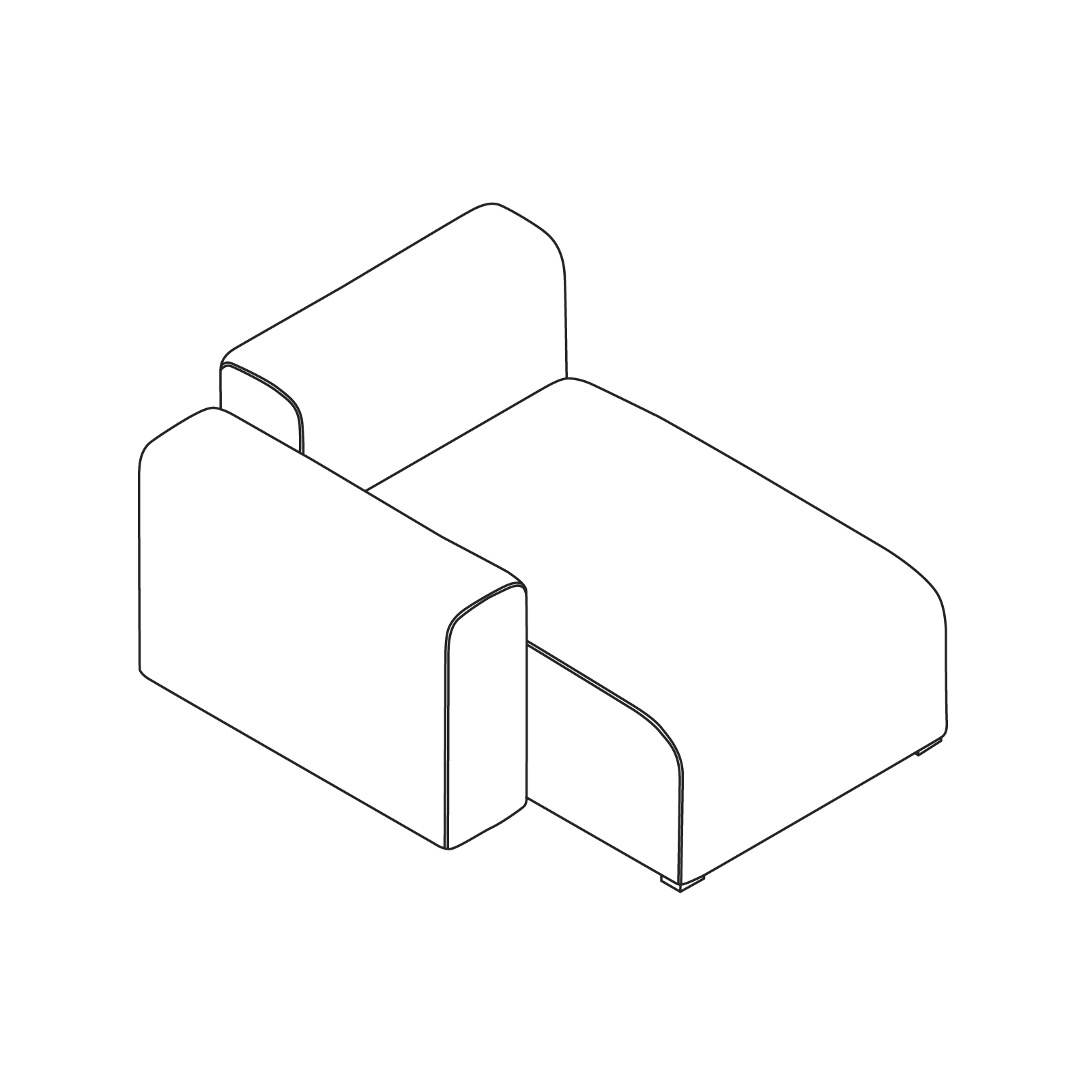A line drawing - Mags Sectional Sofas–Narrow–Chaise–Left End–Low Arm