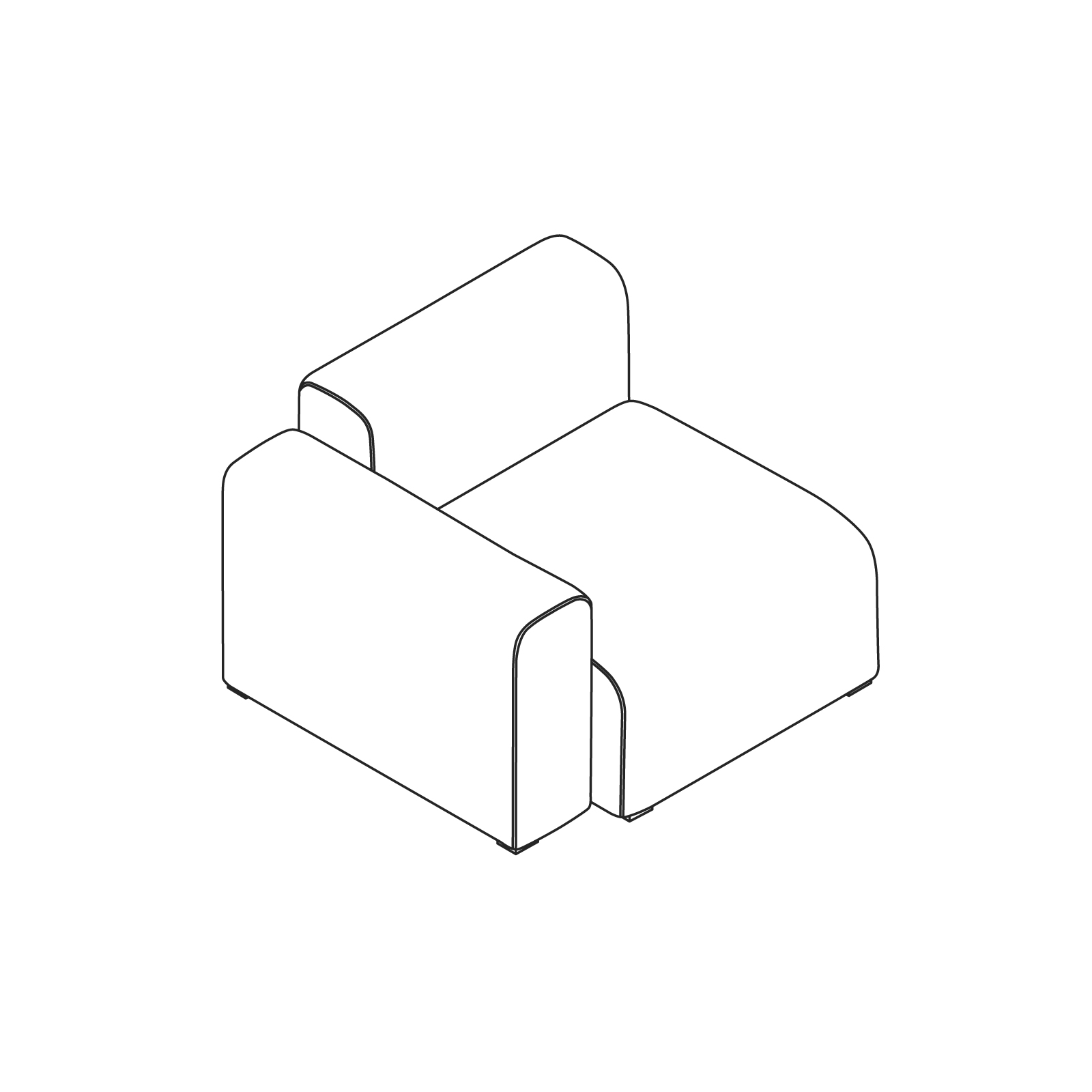 A line drawing - Mags Sectional Sofas–Narrow–Straight Unit–Left End–Low Arm