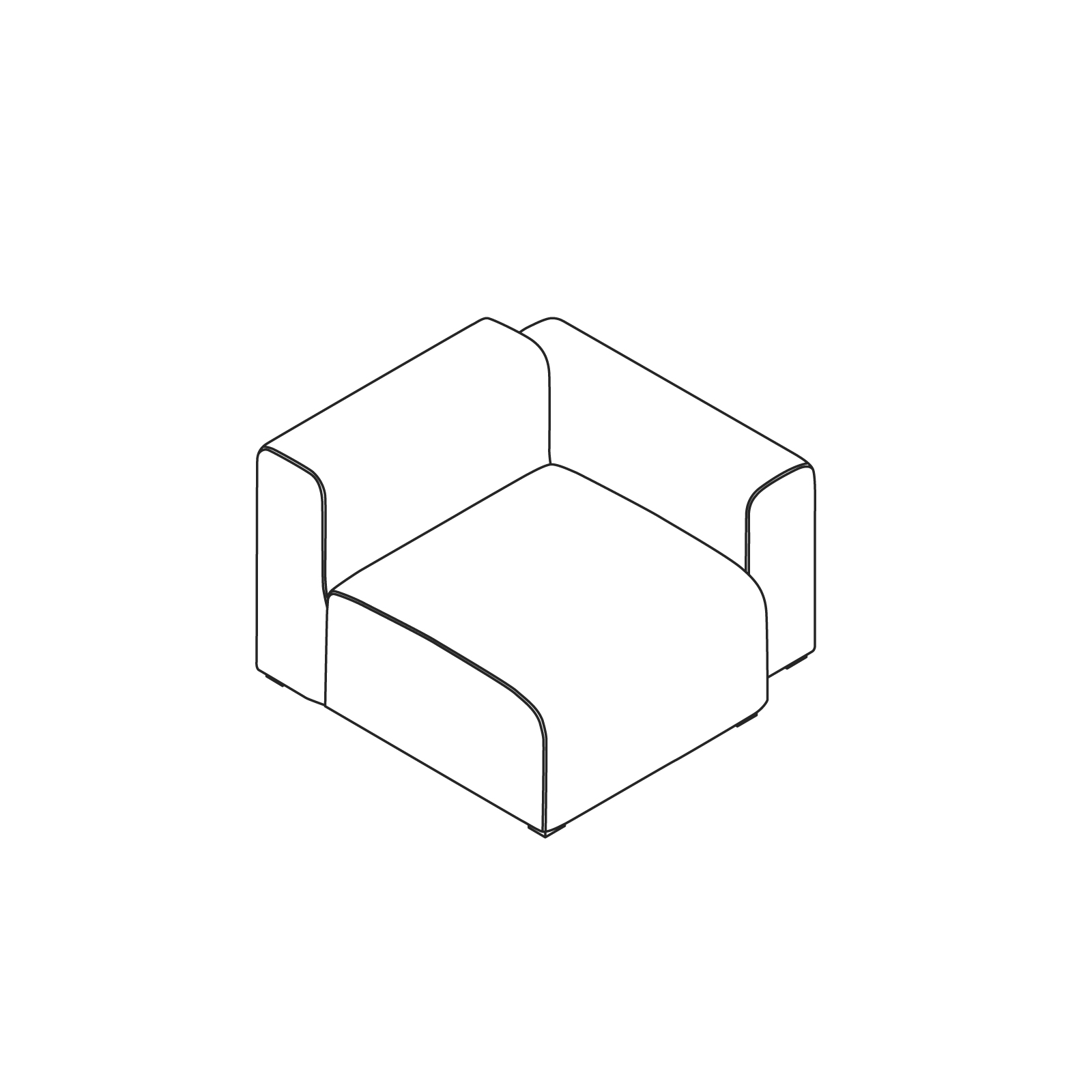 A line drawing - Mags Sectional Sofas–Narrow–Straight Unit–Right End–Low Arm