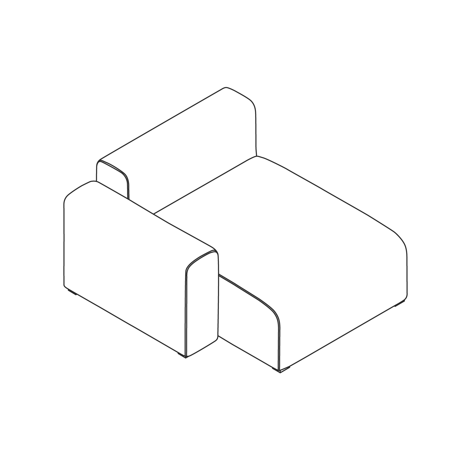 A line drawing - Mags Sectional Sofas–Wide–Chaise–Left End–Low Arm