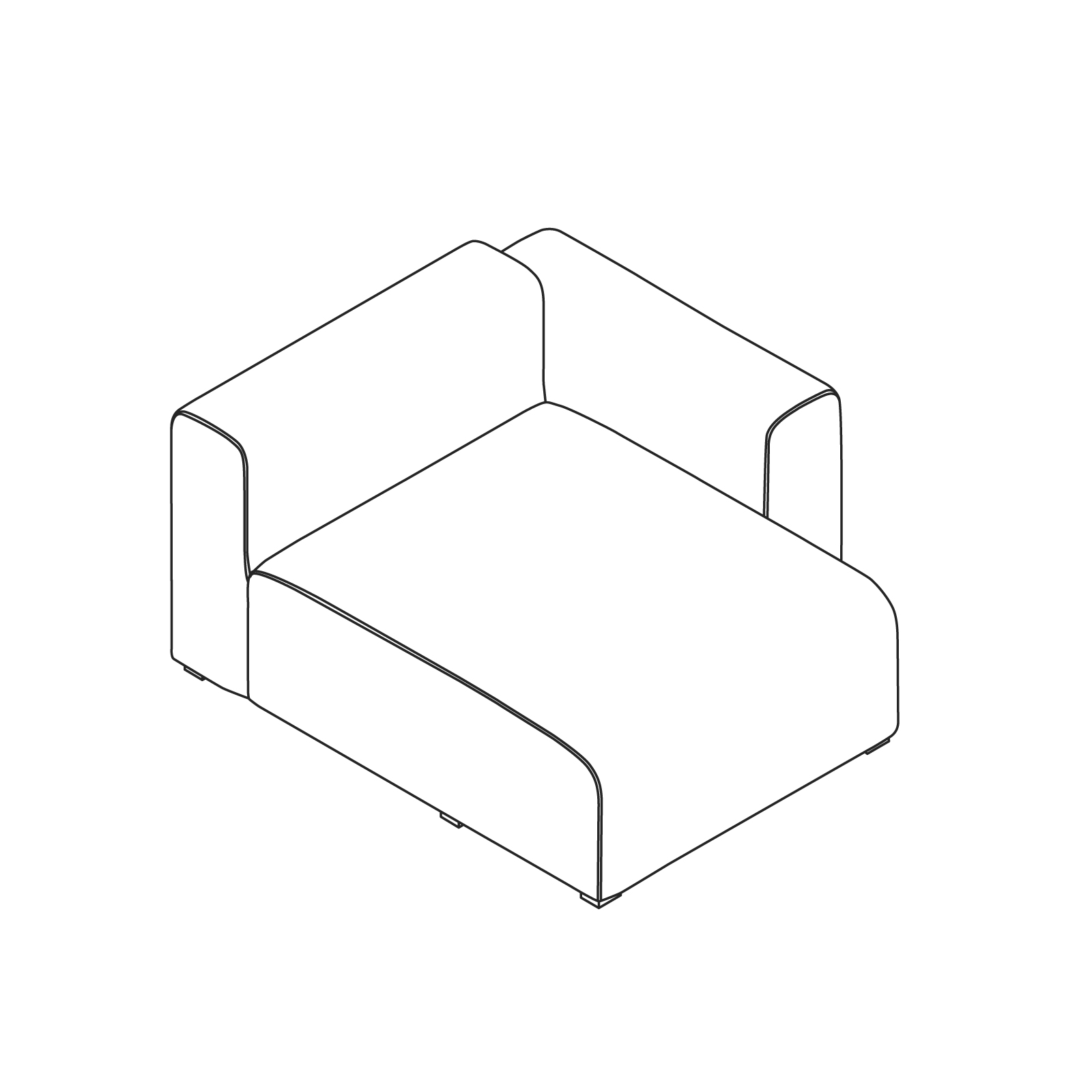 A line drawing - Mags Sectional Sofas–Wide–Chaise–Right End–Low Arm