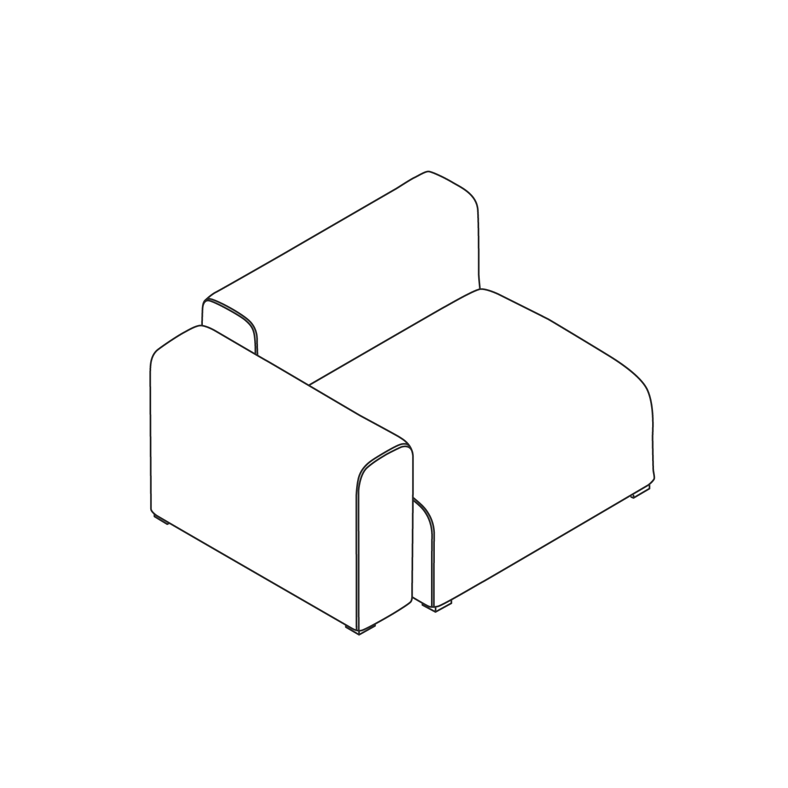 A line drawing - Mags Sectional Sofas–Wide–Straight Unit–Left End–Low Arm A line drawing - Mags Sectional Sofas–Wide–Straight Unit–Left End–Low Arm