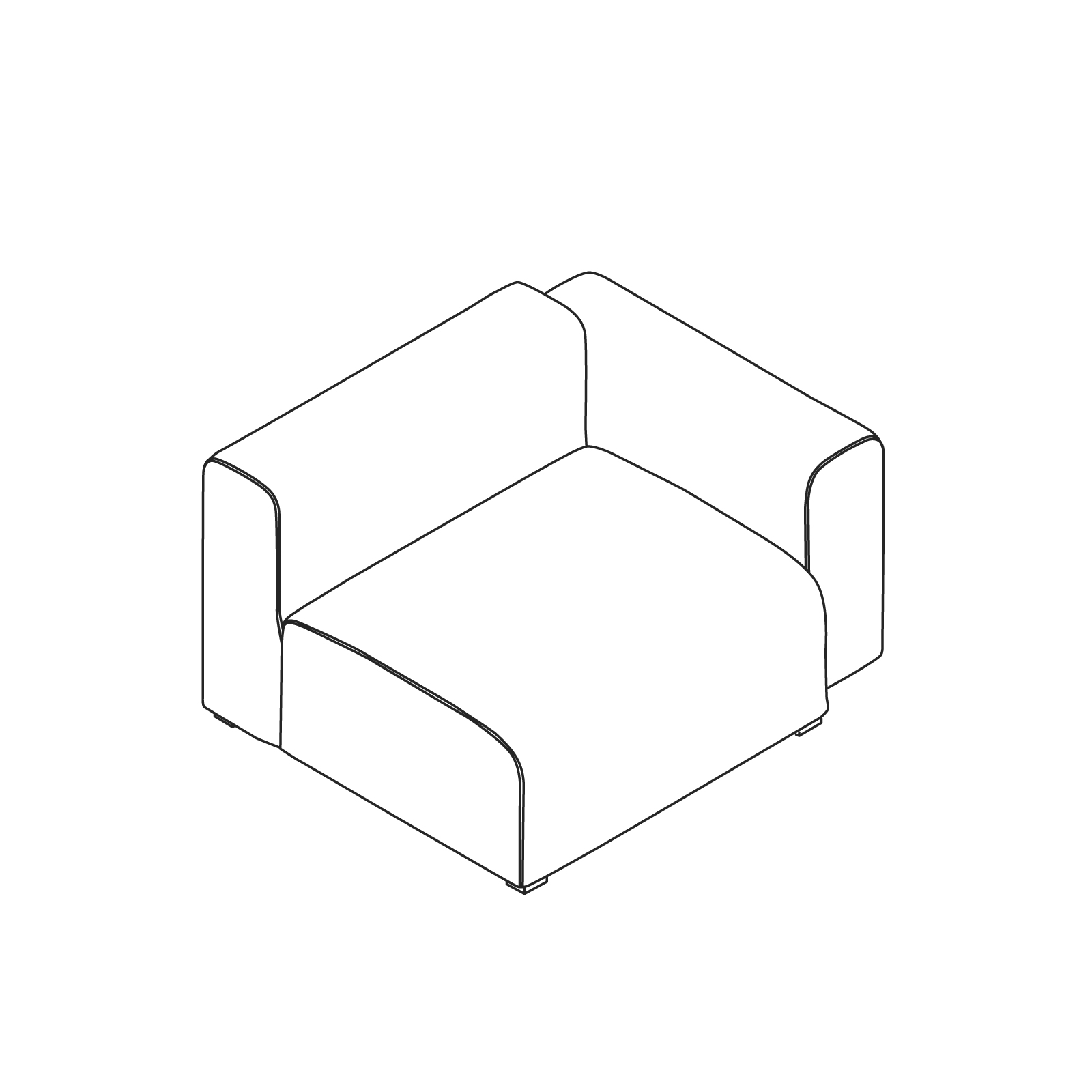 A line drawing - Mags Sectional Sofas–Wide–Straight Unit–Right End–Low Arm A line drawing - Mags Sectional Sofas–Wide–Straight Unit–Right End–Low Arm