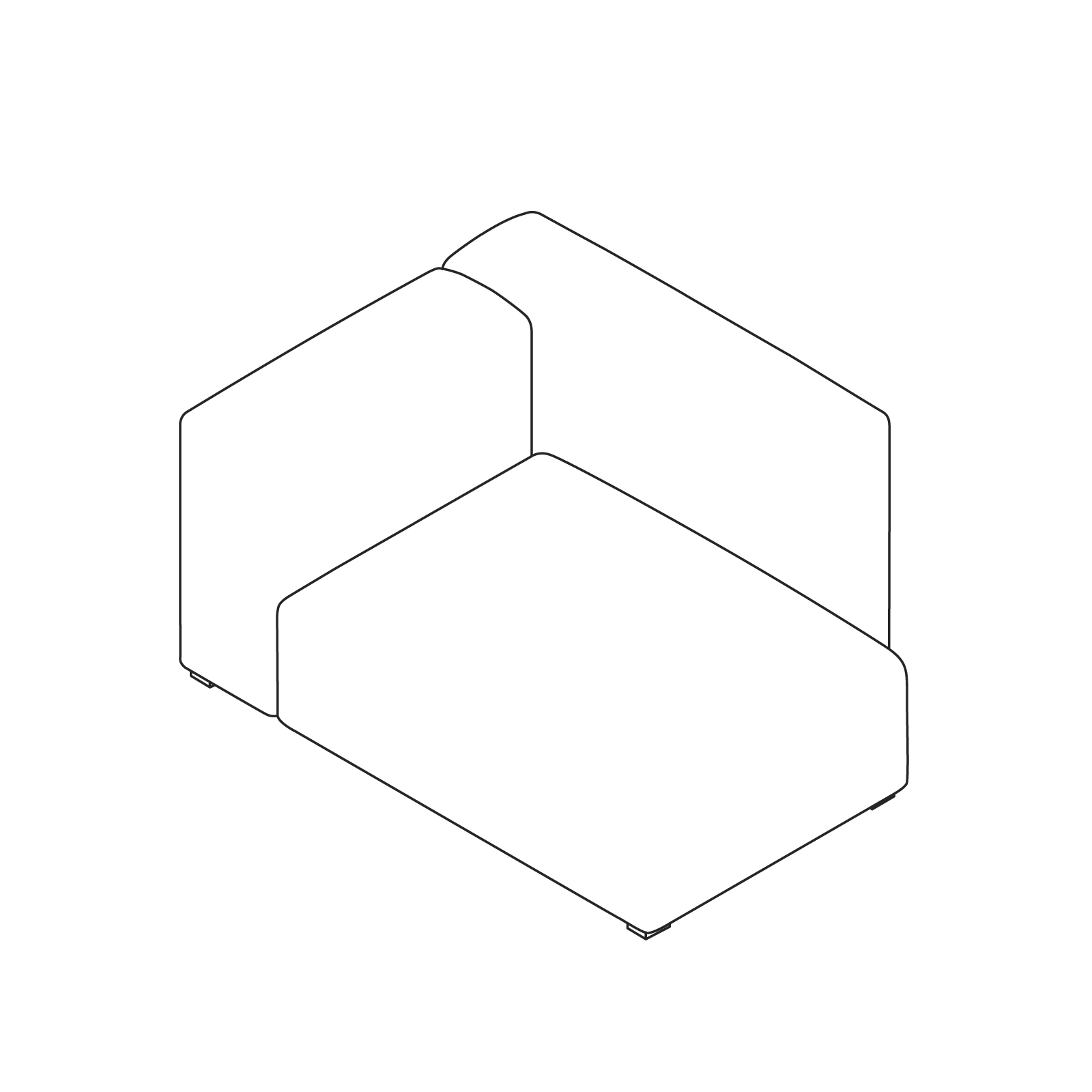 A line drawing - Mags Soft Sectional Sofas–Narrow–Chaise–Right End–Short A line drawing - Mags Soft Sectional Sofas–Narrow–Chaise–Right End–Short