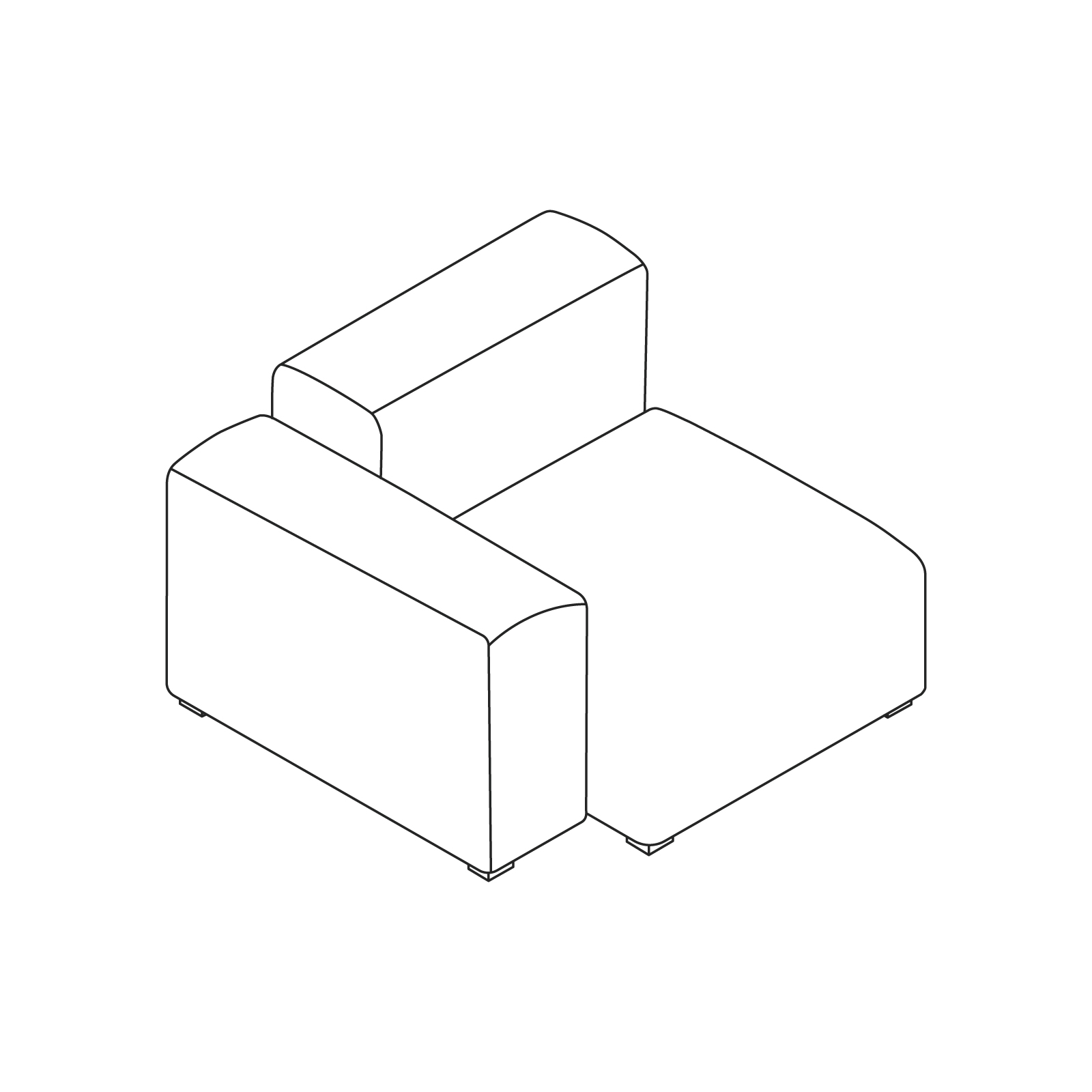 A line drawing - Mags Soft Sectional Sofas–Narrow–Straight Unit–Left End–Low Arm