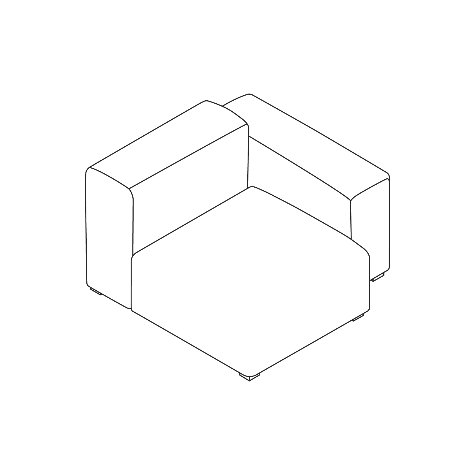 A line drawing - Mags Soft Sectional Sofas–Narrow–Straight Unit–Right End–Low Arm