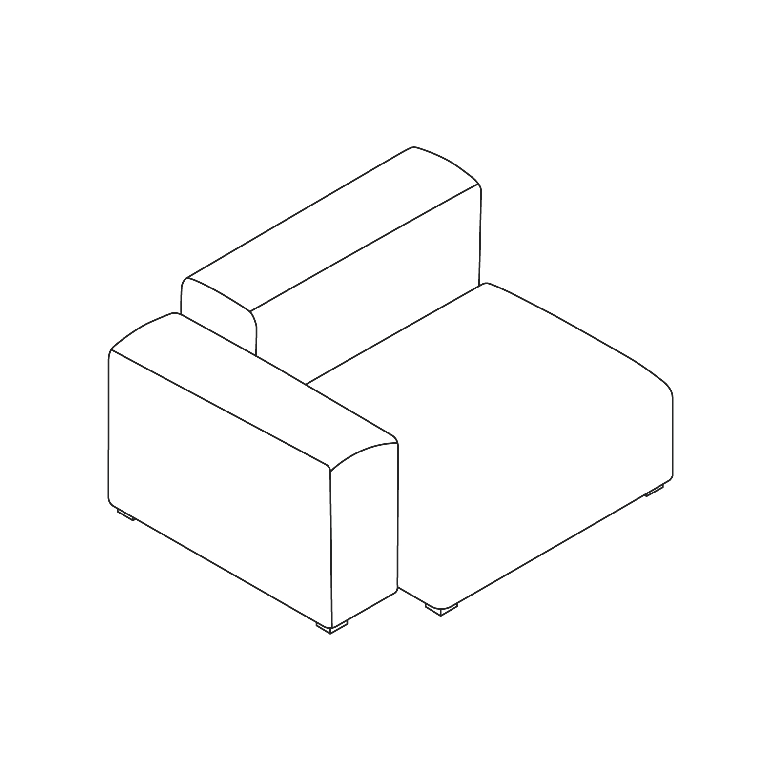 A line drawing - Mags Soft Sectional Sofas–Wide–Straight Unit–Left End A line drawing - Mags Soft Sectional Sofas–Wide–Straight Unit–Left End
