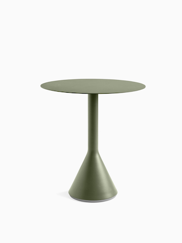 A round Palissade Bistro Table with an olive finish.