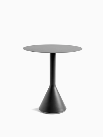 A round Palissade Bistro Table in dark grey. Select to go to the Palissade Bistro Table product page.