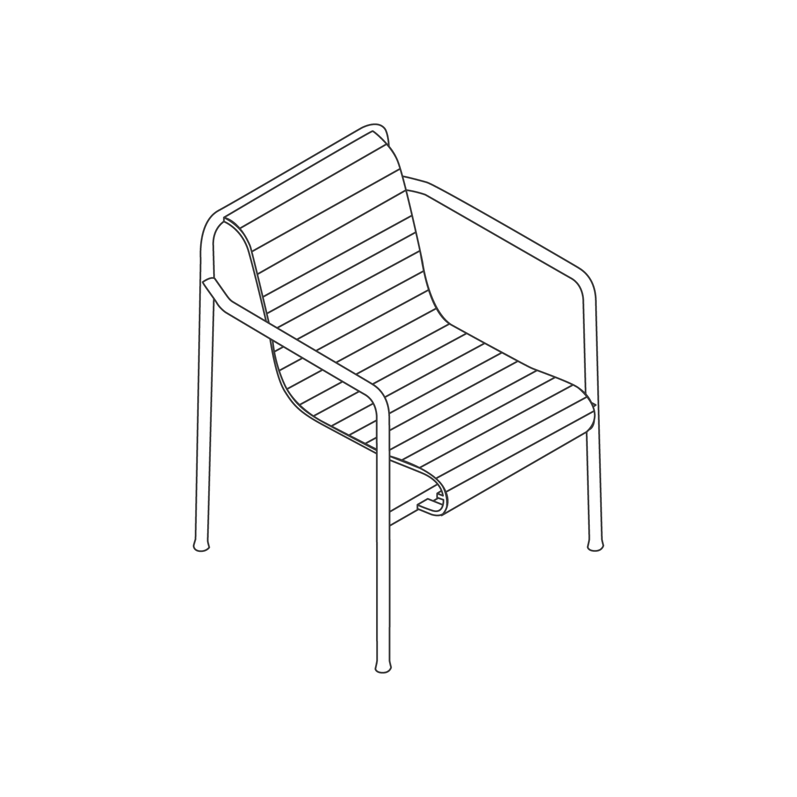 A line drawing - Palissade Chair–With Arms–Quilted Cushion