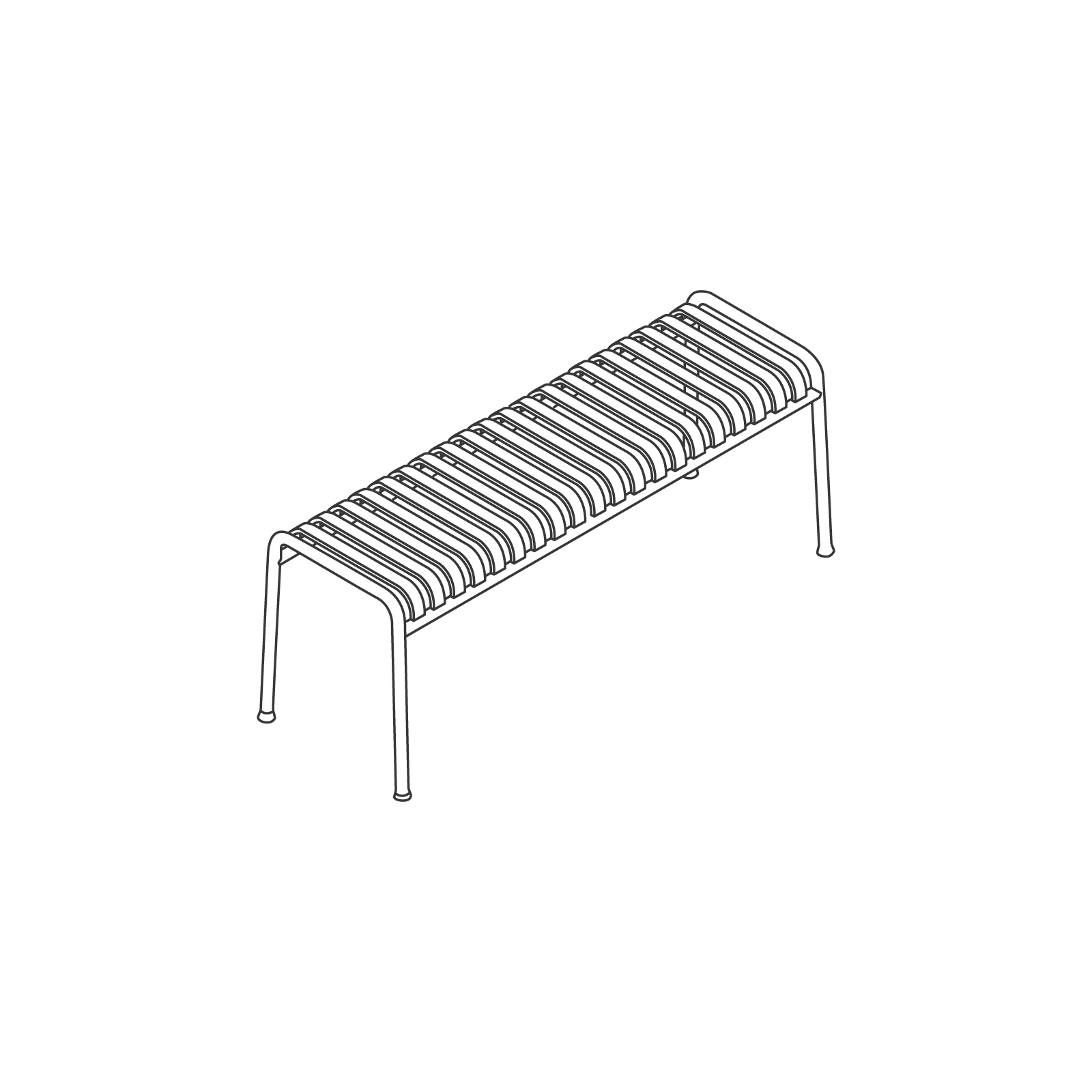 A line drawing - Palissade Dining Bench–Armless