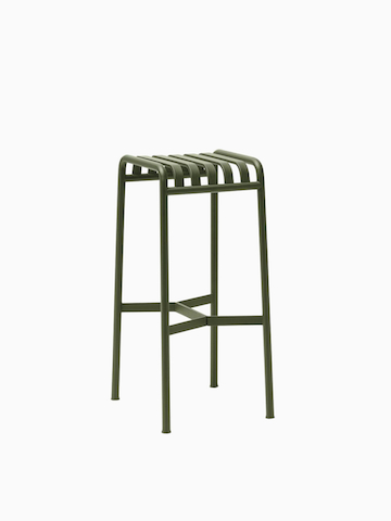 A Palissade Barstool in olive green. Select to go to the Palissade Stool product page.