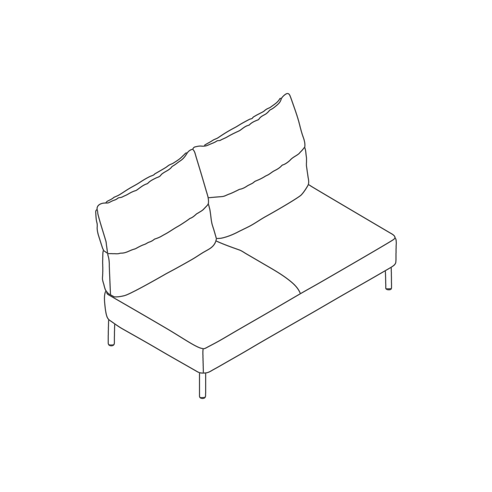 A line drawing - Pandarine Sectional Sofas–2 Seat–Armless