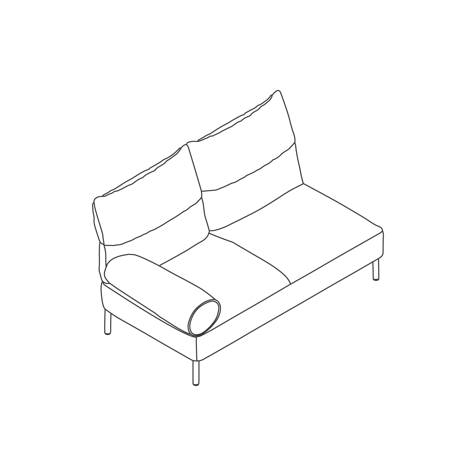 A line drawing - Pandarine Sectional Sofas–2 Seat–Left Arm Right Armless