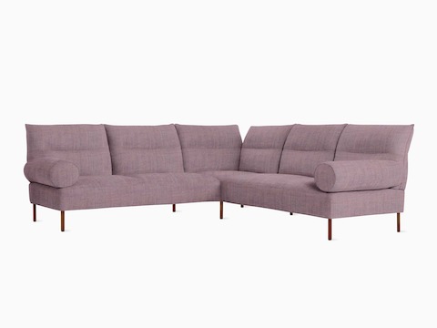A front angle view of the Pandarine Sectional in purple.