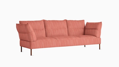 A front angled view of the Pandarine 3-seat Sofa in red.