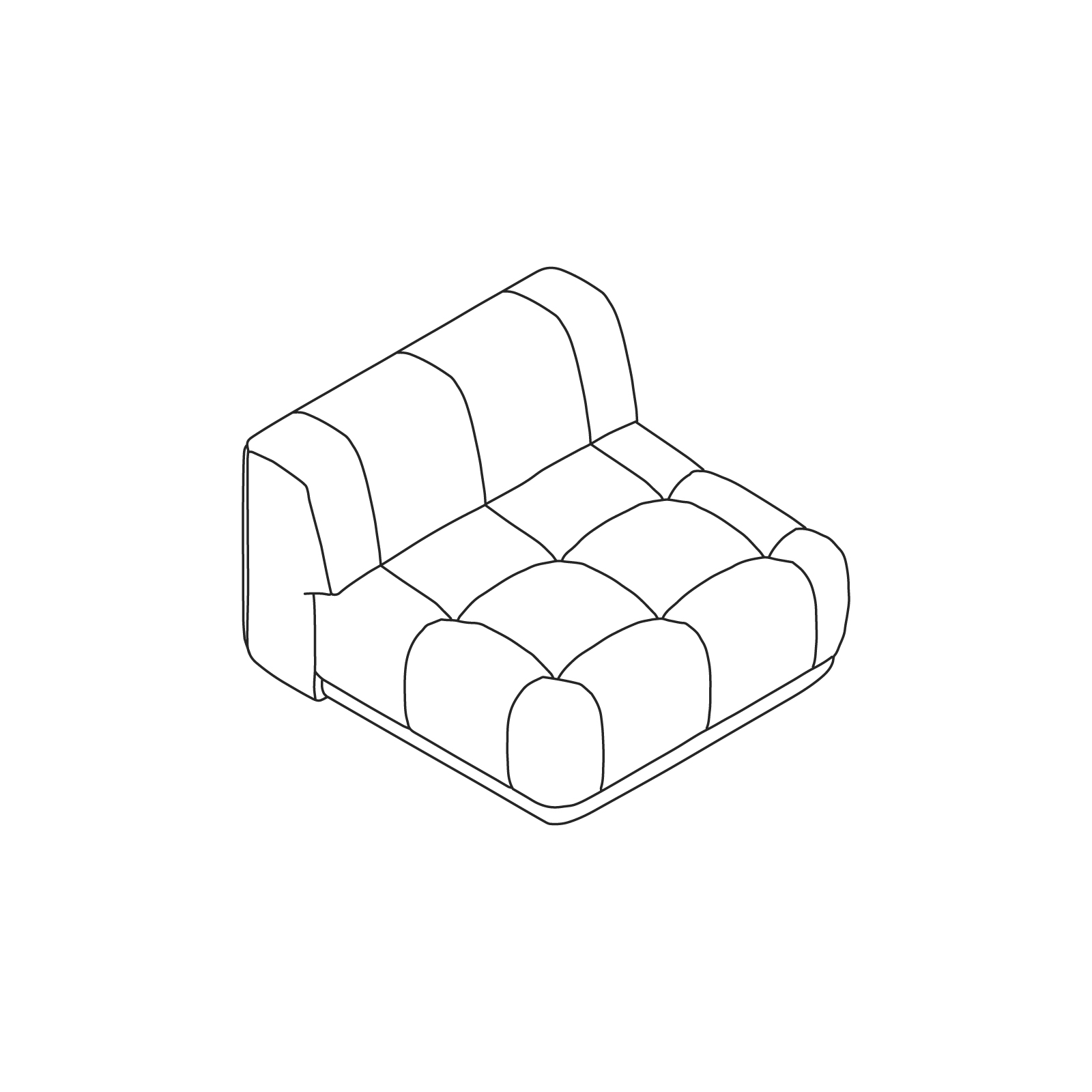 A line drawing - Quilton Sectional Sofa–Narrow–Straight Unit–Middle