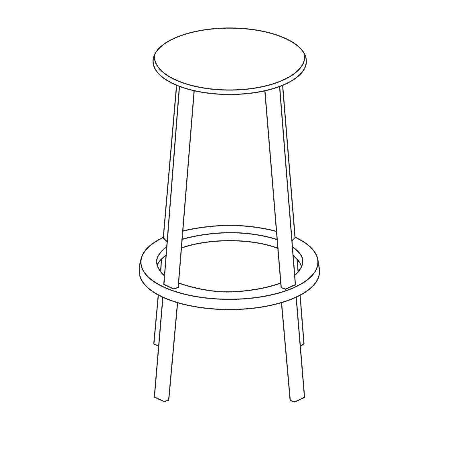 A line drawing of Revolver Stool–Bar Height.