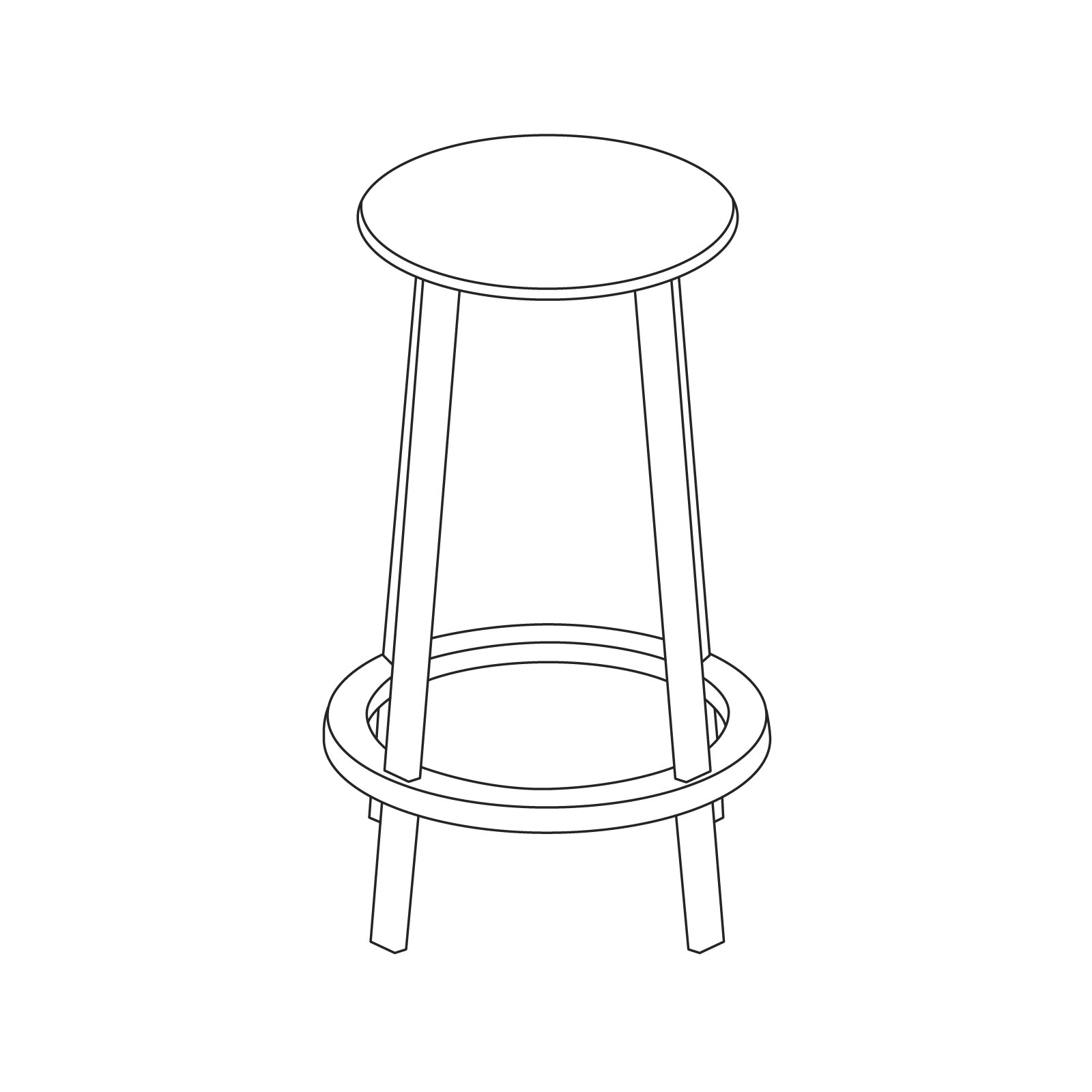 A line drawing of Revolver Stool–Counter Height.