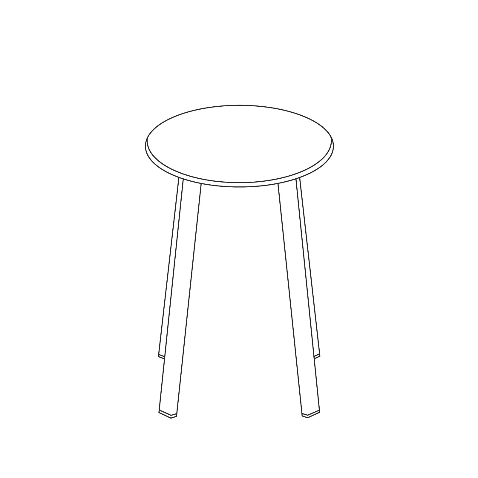 A line drawing of Revolver Stool–Low.