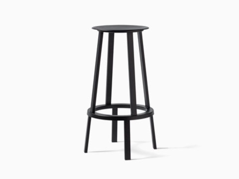 Black Revolver Stool, viewed at an angle.