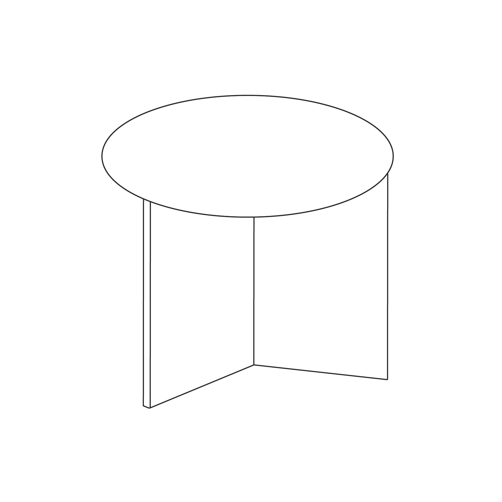 Desenho de linha da mesa Slit – Redonda.