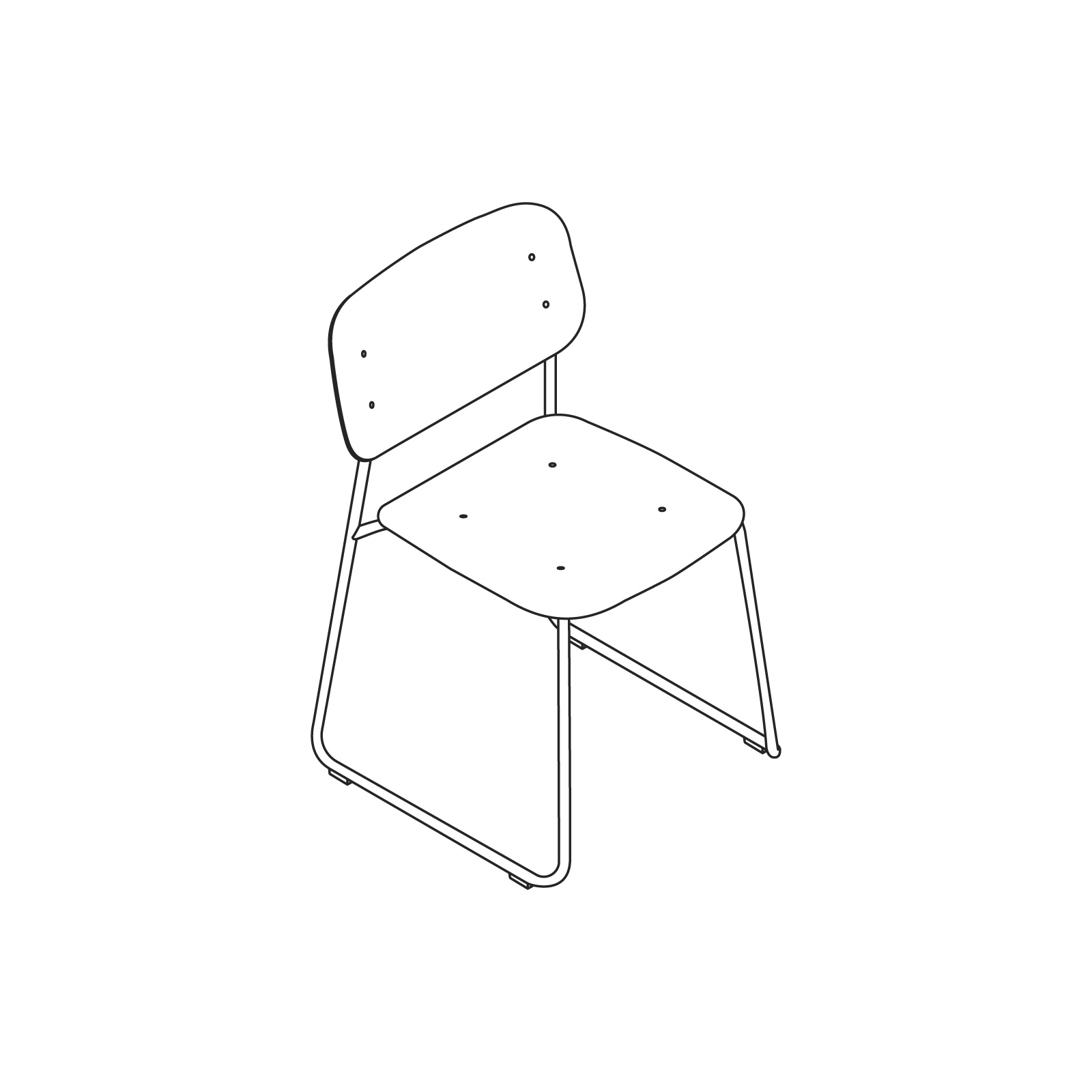 A line drawing - Soft Edge Chair–Sled Base