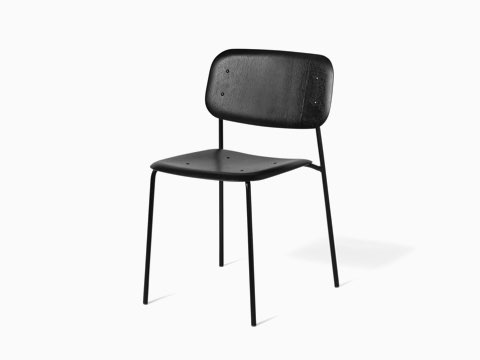 Black Soft Edge Chair, viewed at an angle.