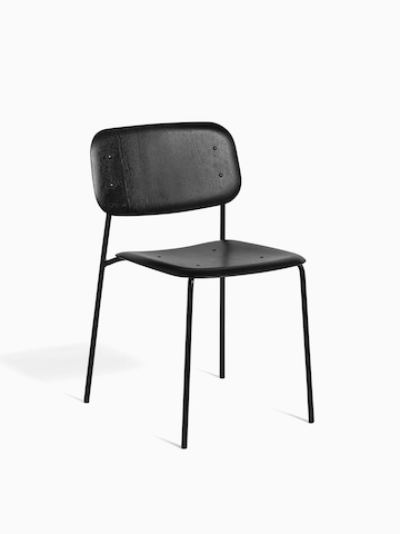 A black Soft Edge Chair with hover image of two stacked together. Select to go to the Soft Edge Chair product page.