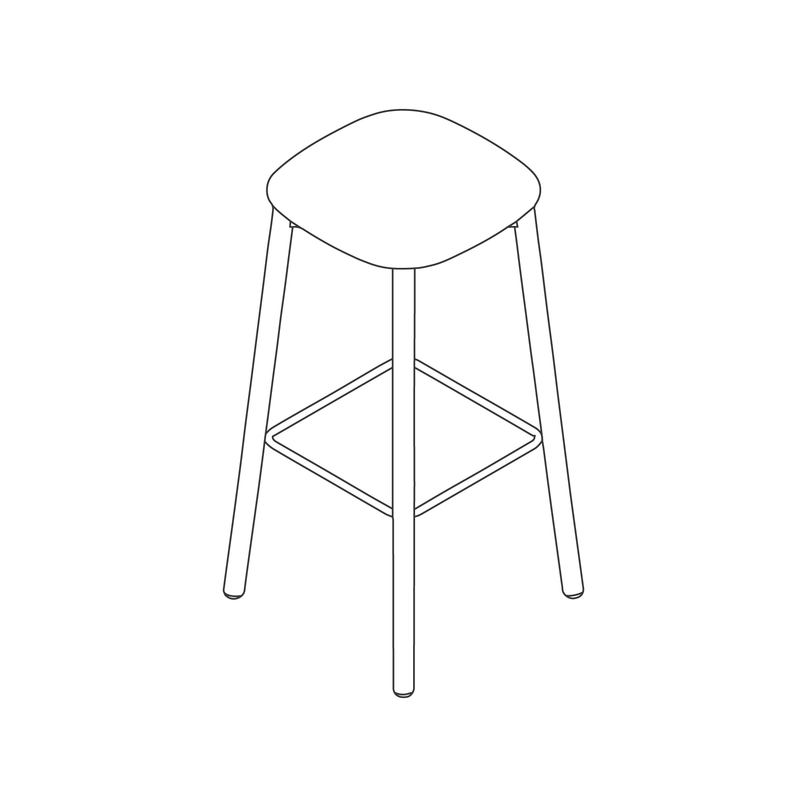 A line drawing - Soft Edge Stool–Bar Height–Wood Legs