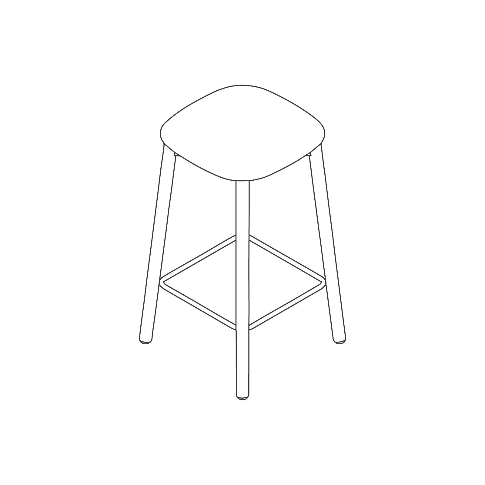 A line drawing - Soft Edge Stool–Counter Height–Wood Legs