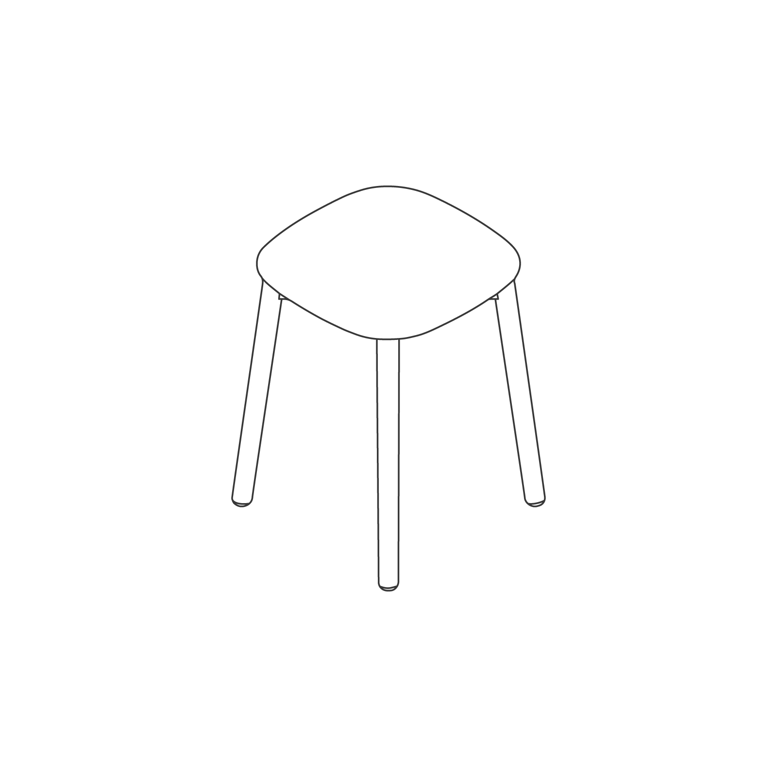 A line drawing - Soft Edge Stool–Low–Wood Legs