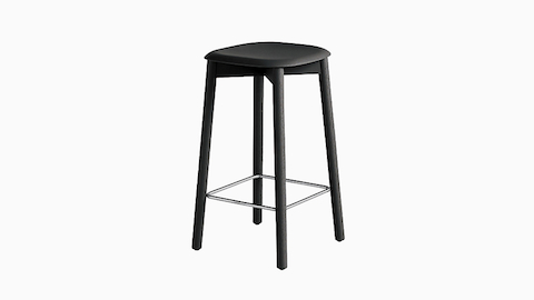 A front angle view of the Soft Edge Counter Stool in black.