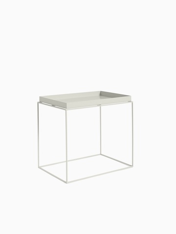 A black Tray Side Table with hover image in warm gray. Select to go to the Tray Side Table product page.