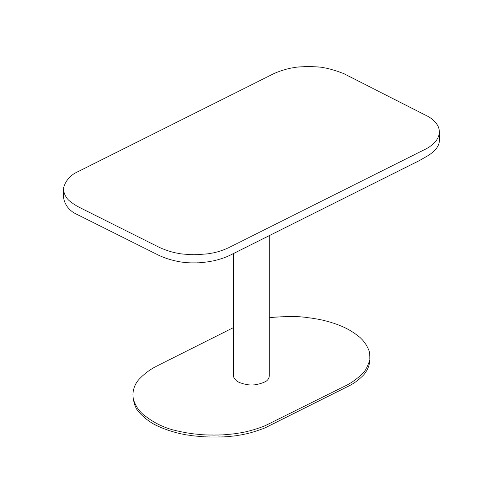 A line drawing - Headway Café Table–Soft Rectangular