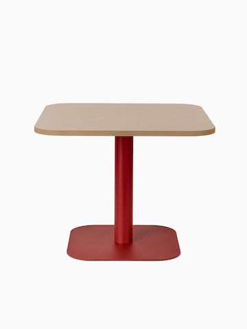 A soft-square Headway Cafe Table with a Clear on Ash top finish and Canyon base finish.