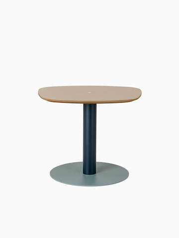 An apple-shaped Headway Cafe Table with a Clear on Ash top, Ello Micro Direct USB-C power, and dual-color column and base.