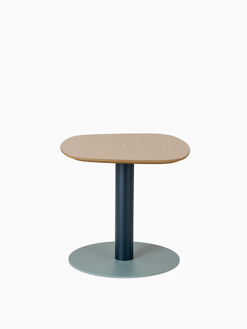 An apple-shaped Headway Cafe Table with a Clear on Ash top, Ello Micro Direct power, and dual-color column and base.