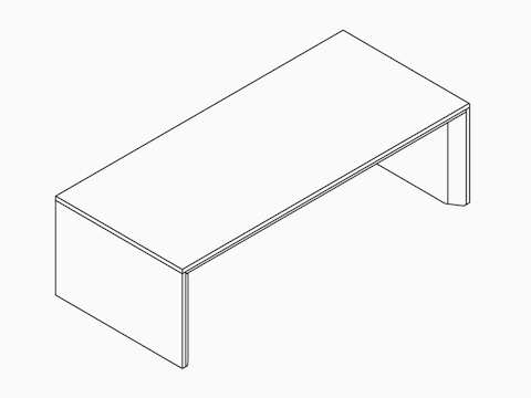 A line drawing of the seated-height Headway Communal Table.