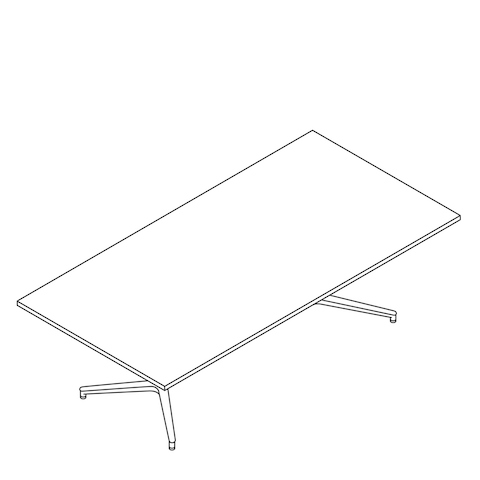 A line drawing of a Headway Table Y Base, seated height, rectangle shape.