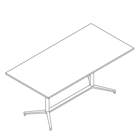A line drawing of a Headway Table Y Base, standing height, rectangle shape.