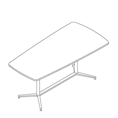 A line drawing of a Headway Table Y Base, standing height, tapered shape.