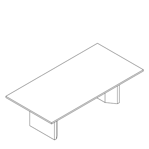 A line drawing of a Headway Table cabinet base and rectangle shape.