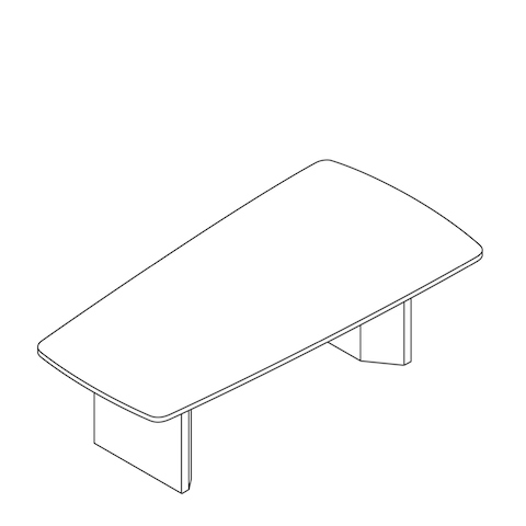 A line drawing of a Headway Table cabinet base and tapered shape.