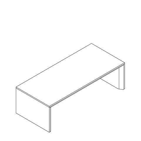 A line drawing of the Headway Table communal seated height.