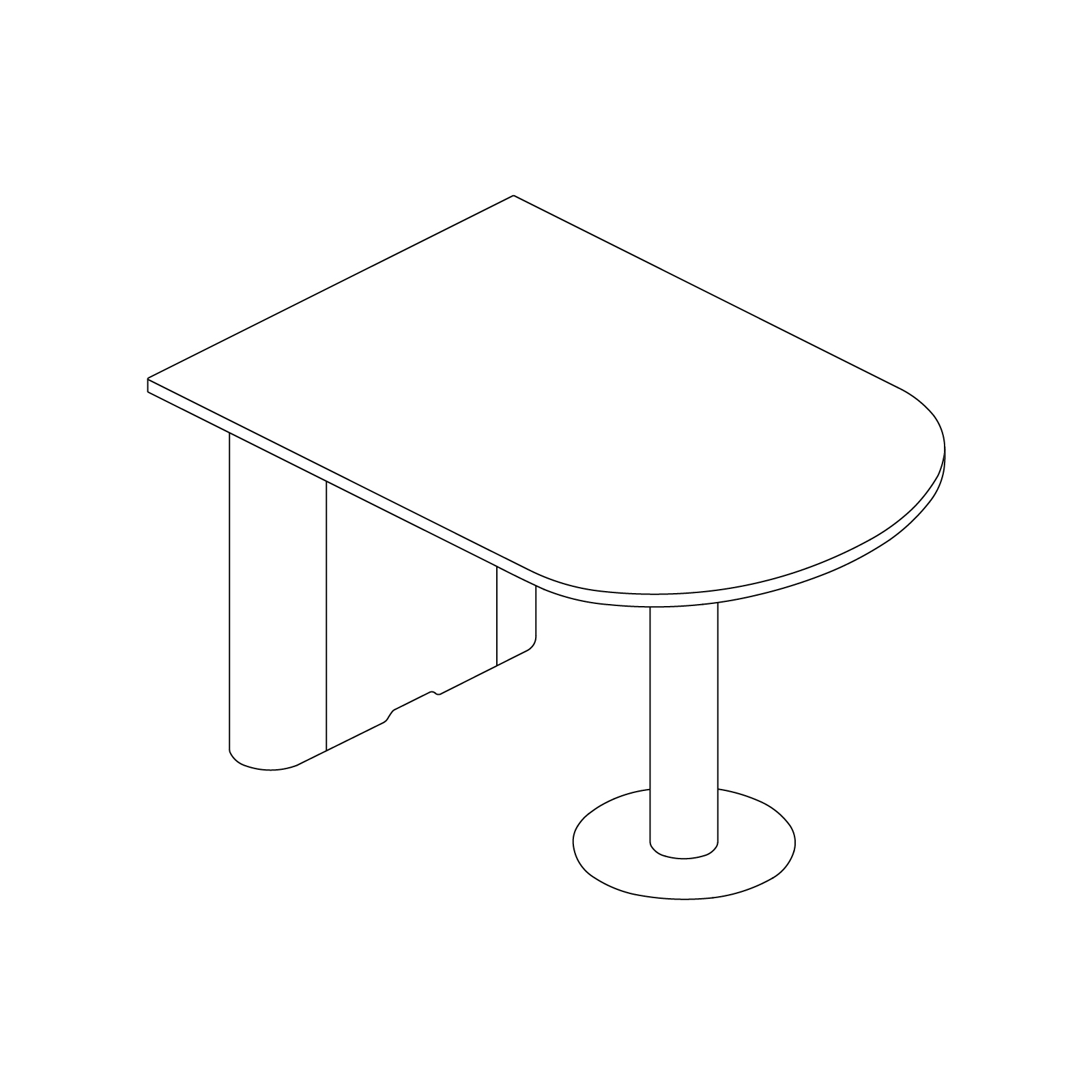 A line drawing - Headway Huddle Table–D Shape–Counter Height